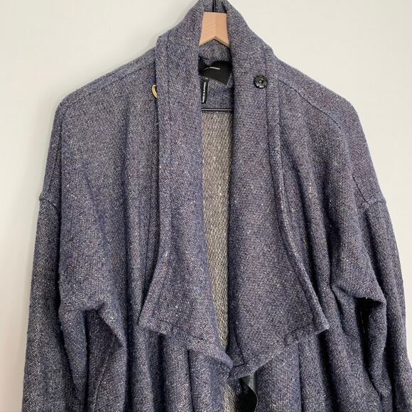 Isabel Marant Draped Coat Virgin Wool Blue Oversized Longsleeve Womens Size 36 - Picture 4 of 15